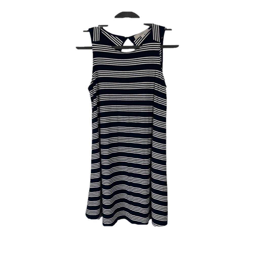 LOFT Navy and White Striped Sleeveless Dress Size M - Picture 2 of 8